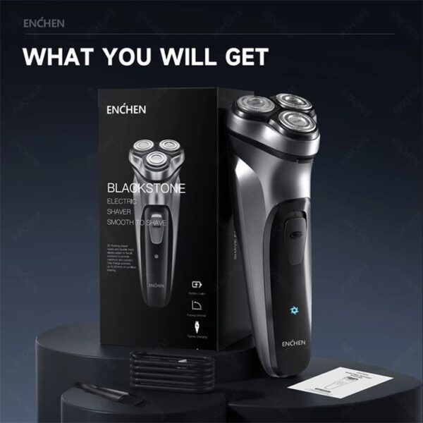 ENCHEN Blackstone Electrical Rotary Shaver for Men 3D Floating Blade Washable Type-C USB ENCHEN Blackstone Rotary Shaver - USB Rechargeable